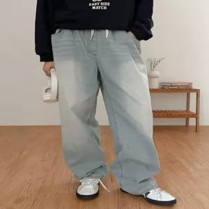 [4XL까지] 키로 워싱 속밴딩 와이드 데님 팬츠 86029 빅사이즈 여성의류