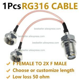 RG316 F 암컷 듀얼 수컷 RF 동축 3방향 Y형 피그테일 스플리터 콤바이너 케이블 안테나 연장 점퍼 어댑터