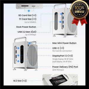 ACASIS 40Gbps 맥 미니 M4 도크, M.2 NVMe SSD 인클로저 포함, 프로 도킹 스테이션, DP 4K60Hz, 3XUSB-A, S