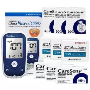 글루코나비 혈당계+시험지300매+채혈침300개+알콜솜300개 임당 수치 검사 D