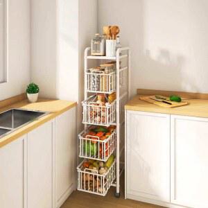 세탁기 틈새 서랍장 세제 바구니 이동식 30cm 수납 바퀴달린 블랙