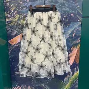 스팽글체크플라워쉬폰밴딩스커트MN04SK700_IC