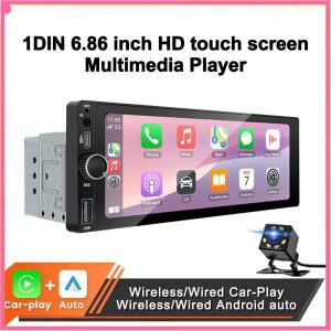 1DIN 6.86 인치 범용 MP5 자동차 라디오 지원 무선 카플레이 안드로이드 AUX USB BT 터치 스크린 멀티미디
