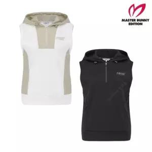 MASTER BUNNY 여성 우븐 믹스 후드 슬리브리스 베스트 E1TR-181
