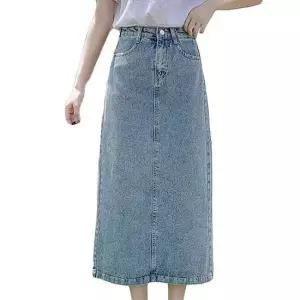 데님스커트 캐주얼 데님 롱치마 여자 여름 뒤트임 롱스커트