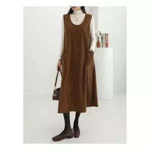 [시크루즈]탤즈 코듀로이 포켓 조끼 롱 원피스_BDOP134
