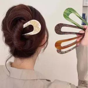 여자 올림 머리 장식 마블링 비녀 뒤꽂이 헤어 코디 비녀빗핀