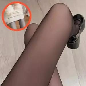 여성 방한 따듯한 착시 시스루 기모 스타킹 블랙