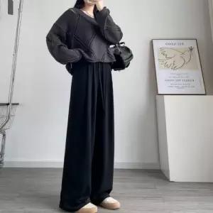 여자 롱팬츠 4컬러 여유핏 롱 와이드 여성바지 데일리 밴딩팬츠 골지