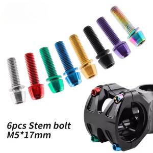 스템 볼트 M5 x 17mm 자전거 핸들바 나사 와셔 포함 MTB 로드 바이크 라이저 6 개