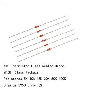 200개 온도 센서 MF58 유리 밀봉 다이오드 5K 10K 20K BValue3950 정밀도 5% NTC 서미스터