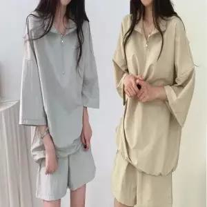 세트 아노락 트레이닝복 반집업 반바지 반팔 여자 WFLOZUR