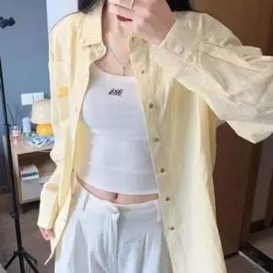 셔츠아 긴팔 카라 우터 스트라이프 루즈핏 셔츠 WFLPT09