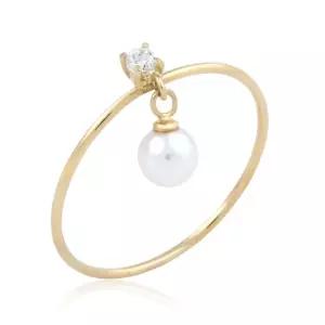 14K GOLD 진주 드롭 포인트 실 금 반지 (WFKJQGW)