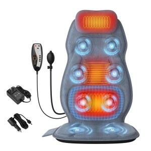 온열 마사지기 베개 목 지지대가 있는 전신 마사지 패드 부드러운 푹 패브릭 커버 3D 절개 및 8 진동 모터가 의자 아빠 엄마를 위한 선물 홈 오 용도