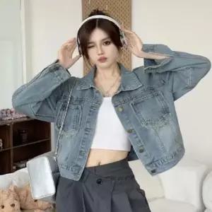 데님 청자켓 숏자켓 포켓 여자 중청 찢청 루즈핏 WFLQ8CA