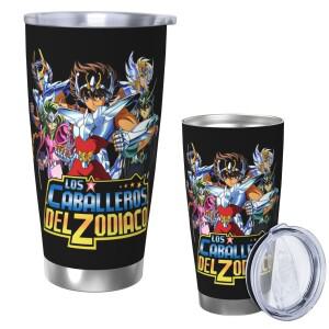 황도대 기사단 세인트 세이야 스테인리스 스틸 텀블러 진공 단열 머그 보온 보냉 컵 빨대 뚜껑 포함 20oz