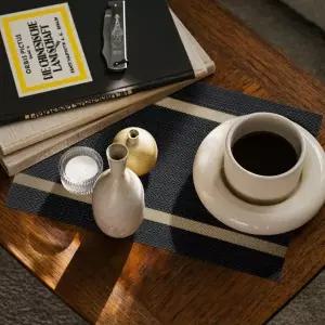 PVC 테이블 매트 스트라이프 블랙 식탁매트 다이닝 테