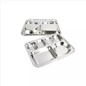 국산 371CYS71 업소용 스텐304 단체급식용 4찬 스텐식판 36.5x28.5cm 0.4T 0.5T