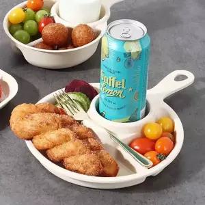 손잡이 574AQS92 원형4칸 식판 캠핑그릇 캠핑식판 트레이쟁반