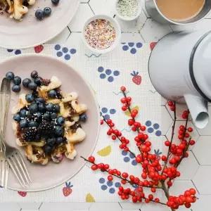 귀여운 PVC 포인트 매트 과일 4p 식탁 방수 테이블 보