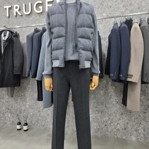 [트루젠]니트배색카라,프리미엄 울 구스다운 혼방 패딩조끼