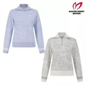 MASTER BUNNY 여성 로고 스프레이 하프 집업 니트 421E1SR103