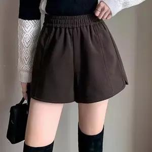 [라일리여성의류] Rly 여성 A라인 숏팬츠 겨울 모직 허리밴딩 반바지