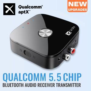 새롭게 향상된 버전 2 in 1 aptX Bluetooth 5.5 오디오 송신기 aptX-Adaptive/HD/LL AUX RCA 무선 어댑터 H