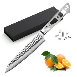 카츠라 목공 프로젝트 키트 u2013 일본 프리미엄 AUS 10, 해머 3겹 단조 강철 클래식 스타일 핸들 NO LOGO (6.5인치, 35mm 너비 블레이드 페티 유틸리티 셰프 나이프 블랭크 포함)