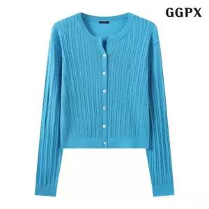 [GGPX]데일리 케이블 트임넥 긴팔 니트 가디건 (GQACK008D)