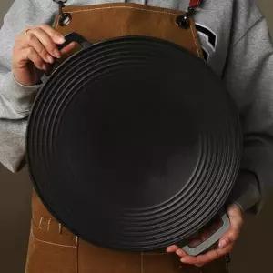 불소 코팅 그리들 알루미늄 가방형 캠핑용 원형 코팅 그리들 바비큐 세트 옥스포드 철불판 수납용 접이식