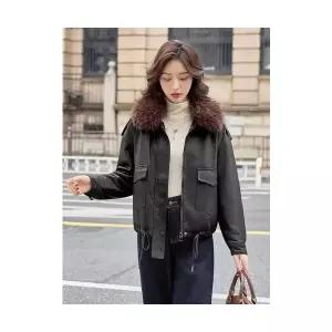 여성 가죽 재킷 옷 기모 코트 겨울 숏 퍼 칼라 롱 상의 1PICK4