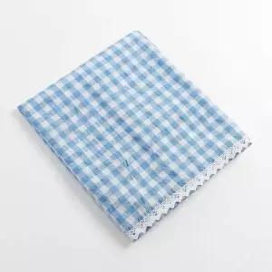 강당 체크 바란스 커튼 106x45cm 블루 모던 디자인