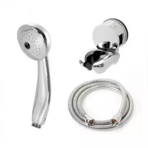 ( )올크롬 샤워기 중 고급메탈호스 A세트 1.5m 샤워호스 줄 헤드 부품교체 고압 욕실 부속품 거치대 행거