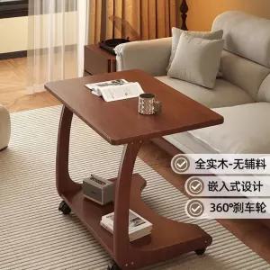 원목 사이드 테이블 이동식 미용실 바퀴달린 간이테이블 원목색 소형