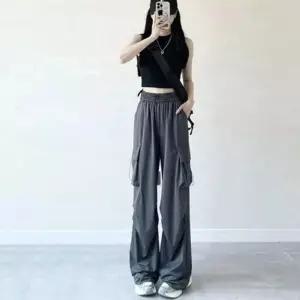 [라일리여성의류] Rly 여성 허리밴딩 와이드핏 카고바지 스트링 조거팬츠