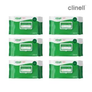 CLINELL 클리넬 유니버셜 프로 와입스 200매 6개 병원소독티슈