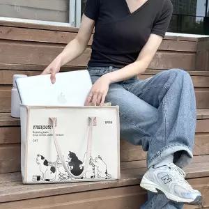 빅사이즈 고양이 프린팅 사각 숄더백 쇼퍼백