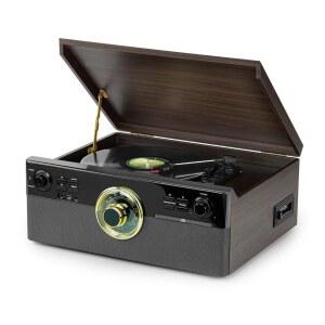 CD 및 카세트가 있는 올인원 레코드 플레이어, 내장 스피커가 3단 속도 블루투스 턴테이블, USB 녹음