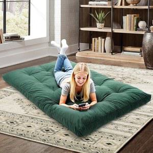 YERSWAG 이불 매트리스 풀 사이즈, 벨벳 원단으로 으깬 스펀지 충전이 가능한 소파 침대, 소파, 바닥 및 벽, SUV RV용 6인치 두꺼운 (녹색, 프레임 미포함)