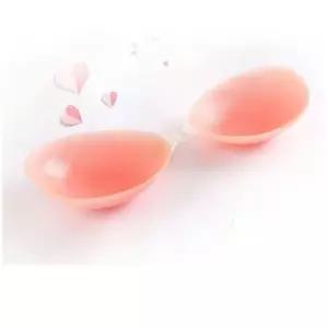 오프숄더 실리콘 끈없는 볼륨 누드 브라