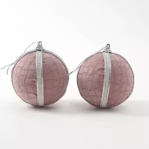 패브릭 장식볼 화이트라인 2개 10cm 천 볼크리스마스트리 트리볼 성탄절 소품 꾸미기 오너먼트