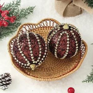 글리터 장식볼 세로주얼리 2개 10cm 소품크리스마스트리 트리볼 꾸미기 오너먼트