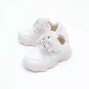 보석리본 LED 겨울 털 여아 키즈 스니커즈