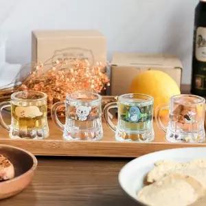 미니 소주 잔 귀여운 손잡이 4p 캐릭터 소주 잔 세트 집들이선물 맥주