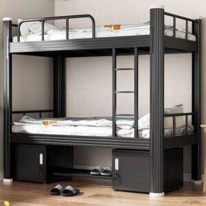 계단형 성인 학교 이층침대 학생 철제 이층 블랙 성인용 게스트하우스 접이식 기숙사 침대