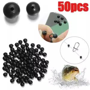 미끼고무줄 50개 낚시 구슬 공간 스토퍼 블랙 라운드 실리콘 고무 미끼 후크 장비 6mm 8mm