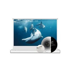 비비드스톰-홈 시네마 휴대용 접이식 스탠드 바닥 상승 영화 화면 사운드 투명 천공 올 화이트 스크린, 일반 프로젝터와 호환, VWSDSTPWA92H