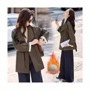 여성 정장 재킷 기모 도톰 카라 가죽 코트 하프기장 겨울 트렌치 1PICK4